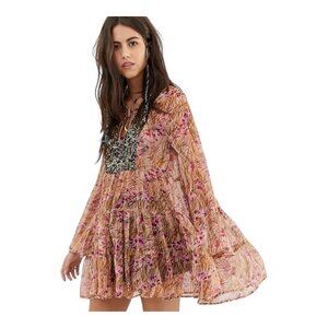 NEW Aratta Silent Journey Women's XS Swing Fairy Sheer Boho Tunic Mini Dress